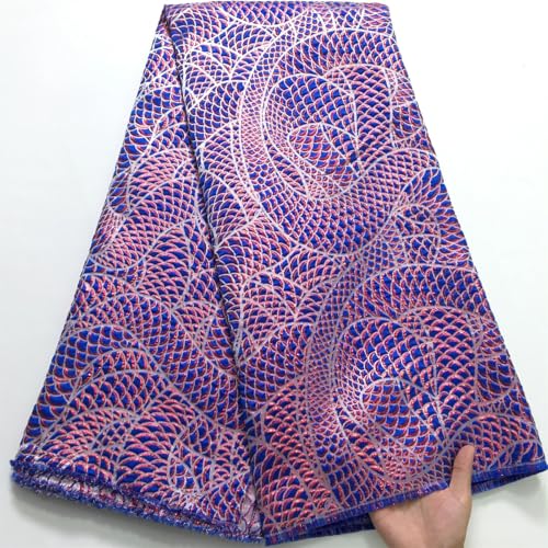 Französischer Brokat-Damast-Spitzenstoff, 4,5 m, strukturierte afrikanische Spitze, elegantes Partykleid für Damen von Pegsmio