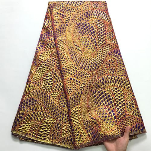 Französischer Brokat-Damast-Spitzenstoff, 4,5 m, strukturierte afrikanische Spitze, elegantes Partykleid für Damen von Pegsmio