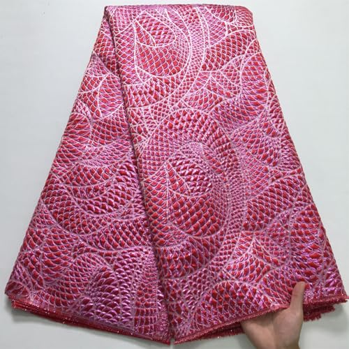 Französischer Brokat-Damast-Spitzenstoff, 4,5 m, strukturierte afrikanische Spitze, elegantes Partykleid für Damen von Pegsmio