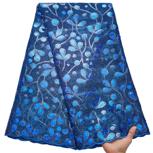 Französischer Netz-Fleece-Spitzenstoff, afrikanische Pailletten, Spitze, Nigeria-Pailletten, Fleece für Damen, Abendkleid, Partykleider von Pegsmio