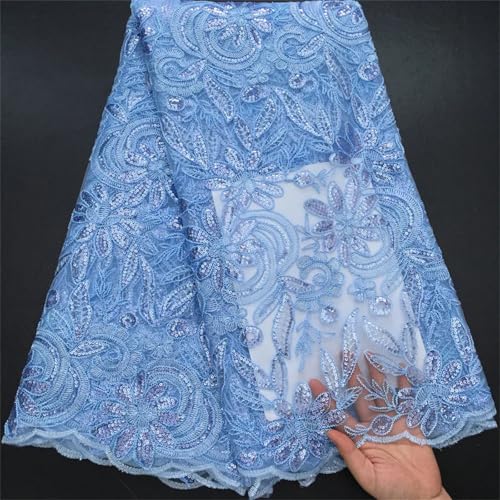 Netzstoff mit französischen Pailletten, afrikanischer nigerianischer Tüll, Netzstoff, Spitzenstoffe für Frauen, Hochzeit, Partykleid von Pegsmio