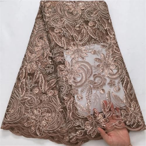 Netzstoff mit französischen Pailletten, afrikanischer nigerianischer Tüll, Netzstoff, Spitzenstoffe für Frauen, Hochzeit, Partykleid von Pegsmio