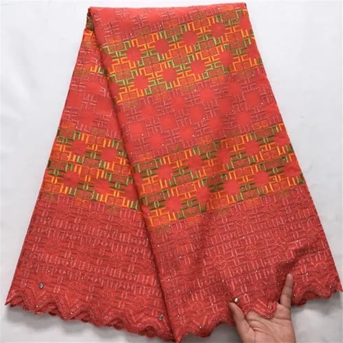 Nigerianischer Baumwoll-Spitzenstoff, 4,5 m, afrikanischer Schweizer Voile, Spitzenstoff für Damen, Hochzeit, Partykleid von Pegsmio