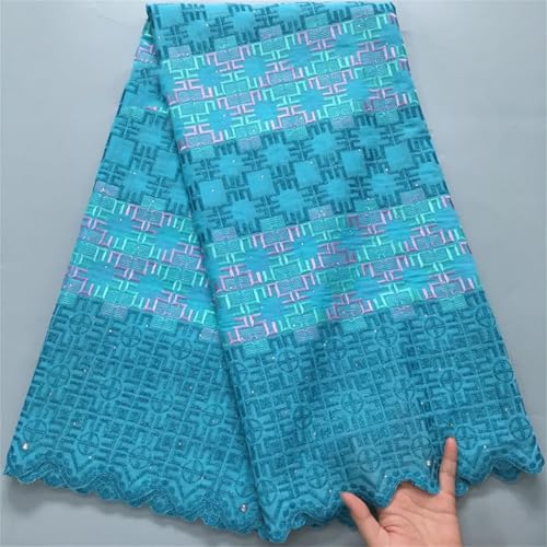 Nigerianischer Baumwoll-Spitzenstoff, 4,5 m, afrikanischer Schweizer Voile, Spitzenstoff für Damen, Hochzeit, Partykleid von Pegsmio