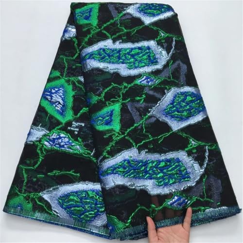 Nigerianischer Brokat-Spitzenstoff, Damast, Organza-Netz, französisch, strukturiert, vergoldete Spitze, für Frauen, Hochzeit, Party von Pegsmio