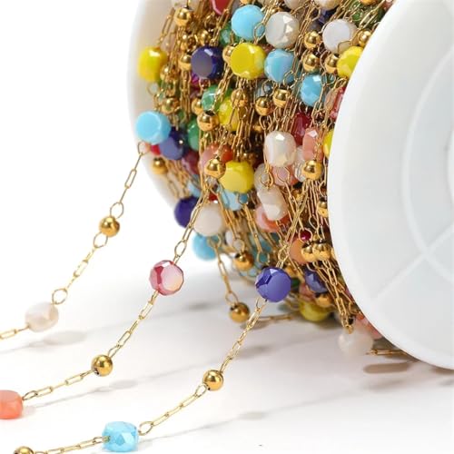 Pegsmio 1 Meter Edelstahl 4 mm Kristallglas-Steinperlen Gliederketten für DIY Handwerk Schmuck Armband Halskette Zubehör Pegsmio 1 Meter Edelstahl 4 mm Kristallglas-Steinperlen Gliederketten für DIY Handwerk Schmuck Armband Halskette Zubehör von Pegsmio
