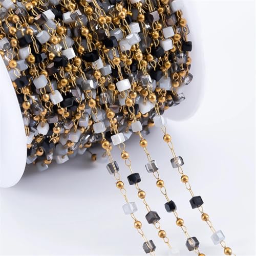 Pegsmio Edelstahlkette, Kristallsteinperlen und Metallkugelkette für Körperschmuck, DIY, Halskette, Armband, 0,5 m, 1 m Pegsmio Edelstahlkette, Kristallsteinperlen und Metallkugelkette für Körperschmuck, DIY, Halskette, Armband, 0,5 m, 1 m von Pegsmio