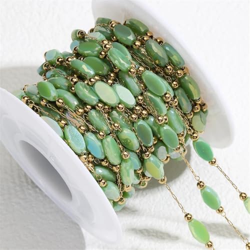 Pegsmio Kristallkette aus Edelstahl, Steinperlen, Ketten für Schmuckherstellung, DIY, Halskette, Armband, Zubehör, 2 m x 1 m Pegsmio Kristallkette aus Edelstahl, Steinperlen, Ketten für Schmuckherstellung, DIY, Halskette, Armband, Zubehör, 2 m x 1 m von Pegsmio