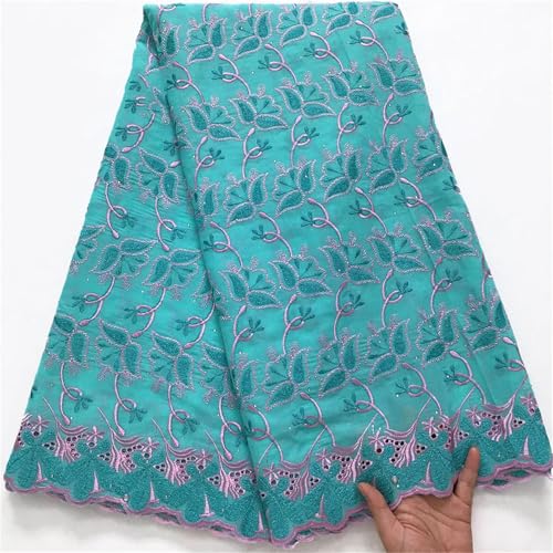 Schweizer Voile, afrikanische Baumwollsteine, Spitzenstoffe, 4,5 m, afrikanische nigerianische Baumwollspitze zum Nähen von Kleidern von Pegsmio