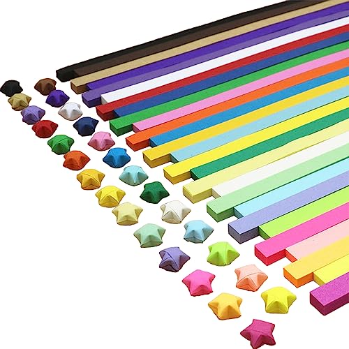 1350 Blatt Origami-Papier, 27 Farben, faltbare Stern-Papierstreifen, DIY-Stern-Origami, doppelseitiges Sternpapier, handgefertigtes Origami, DIY Handwerk von PeiDog