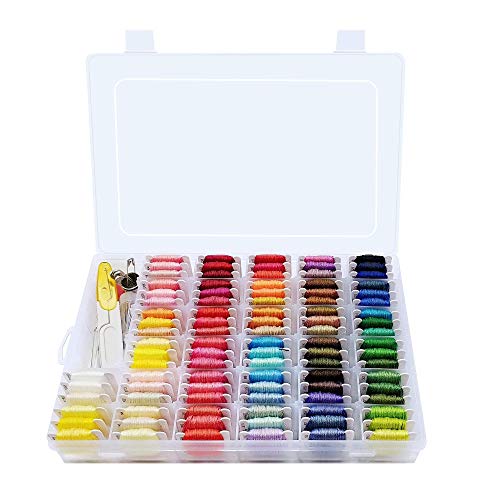 Peirich Stickgarn Kreuzstichfäden, 104 Farben Stickgarne mit Organizer Aufbewahrungsbox Stickgarn Armband String Stickset 43 Stück Kreuzstichwerkzeuge von Peirich