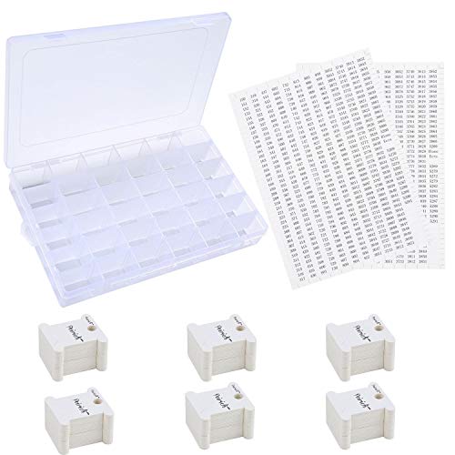 Peirich Stickgarn Organizer Box - 36 Fächer mit 120 Hartseiden-Spulen und 2 Stück 459 Farbnummer Aufkleber Peirich Stickgarn Organizer Box - 36 Fächer mit 120 Hartseiden-Spulen und 2 Stück 459 Farbnummer Aufkleber von Peirich