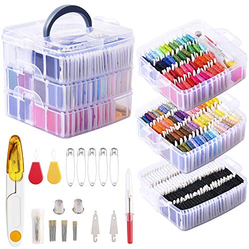 Peirich Stickgarn-Set, enthält Sticktwist in 158 Farben mit 3-stöckigen Organizer Aufbewahrungsbox mit Sticksets für Freundschaftsarmbänder, Kreuzstich Big Box Peirich Stickgarn-Set, enthält Sticktwist in 158 Farben mit 3-stöckigen Organizer Aufbewahrungsbox mit Sticksets für Freundschaftsarmbänder, Kreuzstich Big Box von Peirich