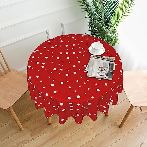 Runde Tischdecke mit roten und weißen Punkten, 152,4 cm, für Küche, Esszimmer, dekorative Tischdecken für Zuhause, Hochzeit, Bankett von Peiyeety