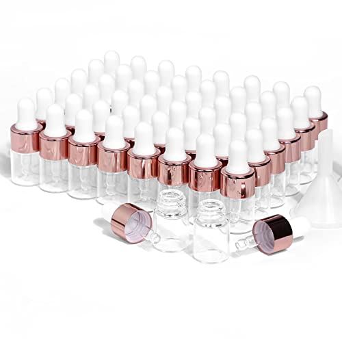 50 Pack Mini Pipettenflasche,2ml Transparente Glasflasche mit Tropfpipette,für Ätherisches Öl,Aromatherapie, Massage, Duftöl Probe von Peiylism