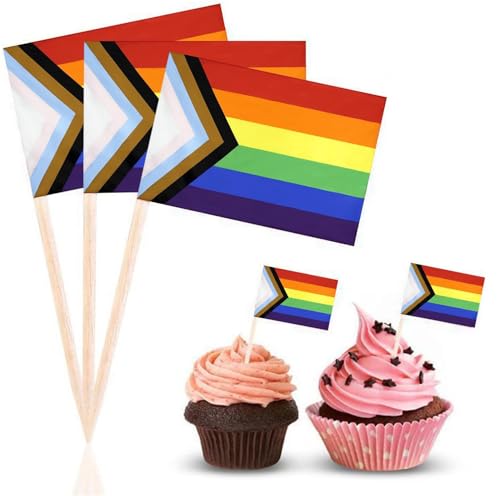 50 Stück Regenbogen-Zahnstocher-Flaggen, Kuchenaufsätze, LGBTQ Pride, Cocktailspieße, Flagge, Pride Day, Cupcake-Topper, Picks, Pride, Zubehör, Partyzubehör für Pride, Regenbogen-Party-Dekorationen von Pejlnd