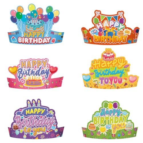 6 x Papierkronenhüte, bunte Happy Birthday-Partyhüte, Kinder-Party-Kopfbedeckung, Geburtstagsdekoration, Partykrone, Tiara für Erwachsene, Kinder, Jungen, Mädchen, Geschenke, Geburtstag 6 x Papierkronenhüte, bunte Happy Birthday-Partyhüte, Kinder-Party-Kopfbedeckung, Geburtstagsdekoration, Partykrone, Tiara für Erwachsene, Kinder, Jungen, Mädchen, Geschenke, Geburtstag von Pejlnd
