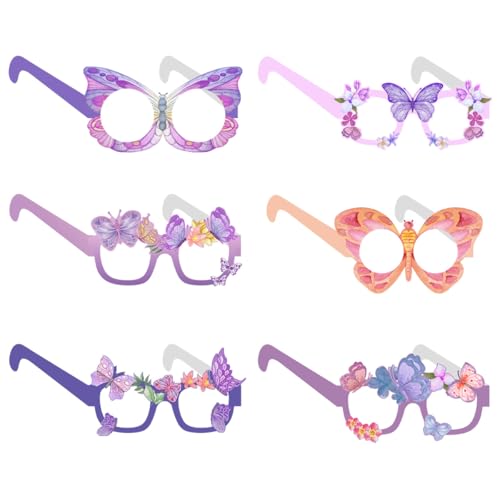 Frühlingsdekorationen, Schmetterlingsparty-Brille, 6 Stück, Papier-Schmetterlings-Brille, Party-Brillen, Rahmen, Foto-Requisiten für Kinder, Erwachsene, Frühlingskostüm, Geburtstagsparty-Zubehör Frühlingsdekorationen, Schmetterlingsparty-Brille, 6 Stück, Papier-Schmetterlings-Brille, Party-Brillen, Rahmen, Foto-Requisiten für Kinder, Erwachsene, Frühlingskostüm, Geburtstagsparty-Zubehör von Pejlnd