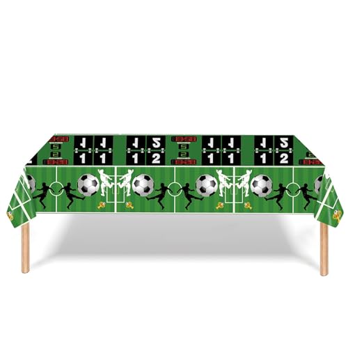 Fußball-Party-Tischdecke, Dekoration, 108 x 180 cm, rechteckig, Einweg-Kunststoff-Tischdecke für Männer, Jungen, Geburtstagsparty, Fußball-Mottoparty, Grün, 108 x 180 cm von Pejlnd