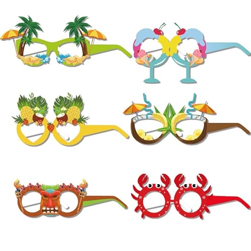 Hawaiianische Party-Dekorationen, Partybrillen für Erwachsene und Kinder, hawaiianische lustige Brillen, Papierbrillen, Strand, Neuheit, Brillenrahmen, Foto-Requisiten für Sommer, tropische Kostüme, Hawaiianische Party-Dekorationen, Partybrillen für Erwachsene und Kinder, hawaiianische lustige Brillen, Papierbrillen, Strand, Neuheit, Brillenrahmen, Foto-Requisiten für Sommer, tropische Kostüme, von Pejlnd