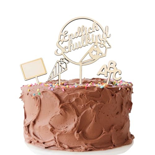 Holz Tortendeko Einschulung - 4 Stück Endlich Schulkind Cake Topper Kuchendeko Schulanfang Jungen,Schultüte ABC Kuchendeko Schulanfang,Schulkind 2025 Mädchen Jungen Einschulung Deko Holz Tortendeko Einschulung - 4 Stück Endlich Schulkind Cake Topper Kuchendeko Schulanfang Jungen,Schultüte ABC Kuchendeko Schulanfang,Schulkind 2025 Mädchen Jungen Einschulung Deko von Pejlnd