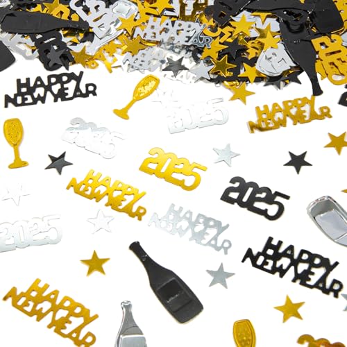 Konfetti Streudeko Silvester Deko 2025-15g Glitzer Gold Silber Silvester Tischdeko Happy New Year Deko 2025,Neujahr Deko Confetti Deko Silvester Party,Neujahrsdeko Luftschlangen für Karneval Part von Pejlnd