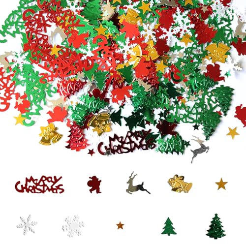 Konfetti Weihnachten Deko - 30g Tischdeko Streudeko Schneeflocke Santa Rentier Merry Christmas Konfetti Bunt, Weihnachtskonfetti Pailletten für Weihnachtsfeier Decorations von Pejlnd