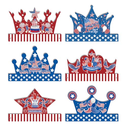Pejlnd Independence Day Amerikanische Flaggenhüte, rot-weiße und blaue Papierkrone, Partyhüte, patriotische Party-Kopfbedeckung, 4. Juli, Zubehör, Foto-Requisiten, Papierhut für 4. Juli Pejlnd Independence Day Amerikanische Flaggenhüte, rot-weiße und blaue Papierkrone, Partyhüte, patriotische Party-Kopfbedeckung, 4. Juli, Zubehör, Foto-Requisiten, Papierhut für 4. Juli von Pejlnd