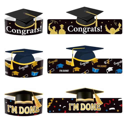Pejlnd Partyhüte, Abschlussdekoration, Partyhüte, Schwarz und Gold, mit Aufschrift "Congrats I'm Done", Papierhüte, Abschlussfeier, Party, Kopfbedeckung, Foto-Requisiten für Abschlussfeier 2025, 9 Pejlnd Partyhüte, Abschlussdekoration, Partyhüte, Schwarz und Gold, mit Aufschrift "Congrats I'm Done", Papierhüte, Abschlussfeier, Party, Kopfbedeckung, Foto-Requisiten für Abschlussfeier 2025, 9 von Pejlnd