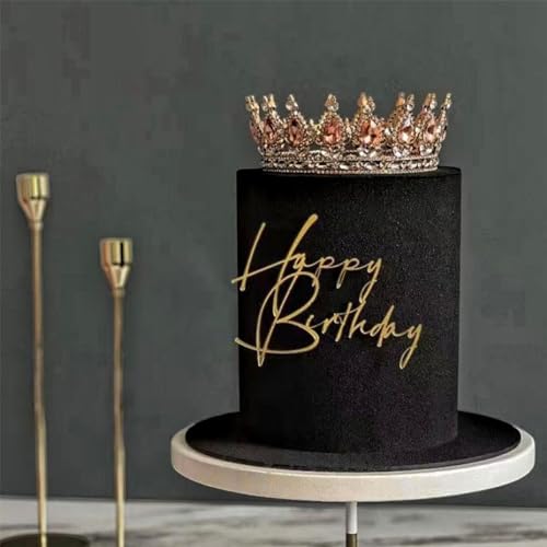 Tortenaufsatz "Happy Birthday", goldfarben, Acryl, Kuchendekoration, 2 Stück, personalisierbar, für Mädchen und Jungen, Partyzubehör für schwarze Themen, Geburtstagsparty, Jahrestag Tortenaufsatz "Happy Birthday", goldfarben, Acryl, Kuchendekoration, 2 Stück, personalisierbar, für Mädchen und Jungen, Partyzubehör für schwarze Themen, Geburtstagsparty, Jahrestag von Pejlnd