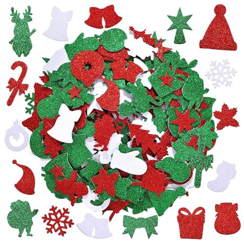Weihnachtssticker - 96Stk Glitzer Rot Grün Weiß Weihnachtsaufkleber Selbstklebend Aufkleber Tannenbaum Sterne Schneeflocken Sticker Weihnachten Deko für Kinder DIY Weihnachten Basteln,Karten,Geschenke Weihnachtssticker - 96Stk Glitzer Rot Grün Weiß Weihnachtsaufkleber Selbstklebend Aufkleber Tannenbaum Sterne Schneeflocken Sticker Weihnachten Deko für Kinder DIY Weihnachten Basteln,Karten,Geschenke von Pejlnd