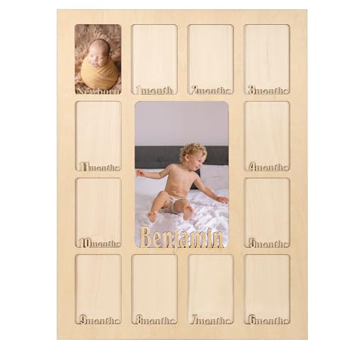 Mein erstes Jahr Bilderrahmen Baby Andenken Fotorahmen 12 Monate Baby's erstes Jahr Bilderrahmen Holz Baby Meilenstein Board Neugeborenes Kinderzimmer Wanddekor, Baby 1. Geburtstag Muttertag Geschenk von Pekdi