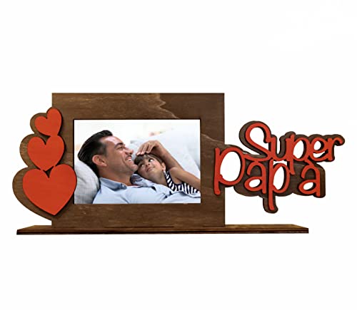Bilderrahmen Super Papa mit Herz, Bilderrahmen aus Holz, Geschenkidee zum Vatertag, 100 % Made in Italy Bilderrahmen Super Papa mit Herz, Bilderrahmen aus Holz, Geschenkidee zum Vatertag, 100 % Made in Italy von Pekiedo