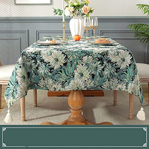 Wasserdicht Tischdecke Rechteckige Tischdecken abwaschbar Baumwolle Leinen Tischtuch Geeignet für Home Küche Dekoration Tischtuch Tischwäsche Monet Green-B-Sektion 100 cm x 160 cm von Pekoois