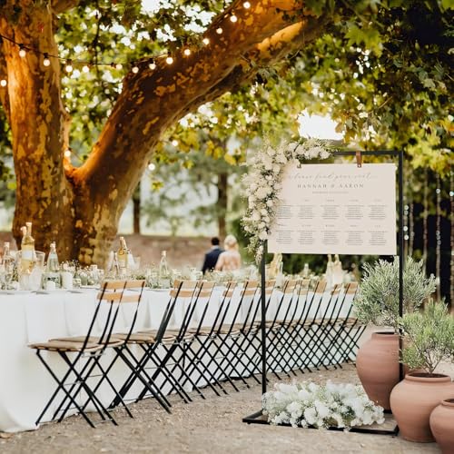 Ständer für Hochzeitsschilder, verstellbar, robuste Metall-Staffelei für "Welcome to Our Wedding"-Schild, mit hochwertigen Leder-Aufhängeriemen und Vorlagen, perfekt für Sitztafeln, Babypartys von Pelesaurea