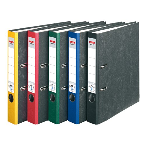 HERLITZ Ordner maX.file nature A4 Wolkenmarmorbezug selbstklebendes Rückenschild | 5er Sparpack in diversen Farben zur Auswahl (5cm schmal | 5er Pack, sortiert) von Pelikan max.File