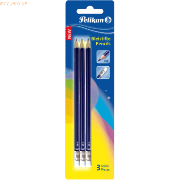 10 x Pelikan Bleistift HB mit Radierer VE=3 Stück Blister von Pelikan