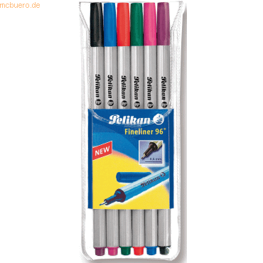 10 x Pelikan Fineliner 96 EF 0.4mm sortiert VE=6 Farben von Pelikan