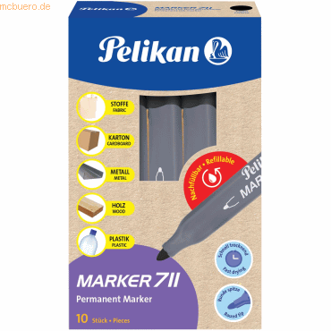 10 x Pelikan Permanentmarker 711 nachfüllbar 2mm schwarz 10 x Pelikan Permanentmarker 711 nachfüllbar 2mm schwarz von Pelikan