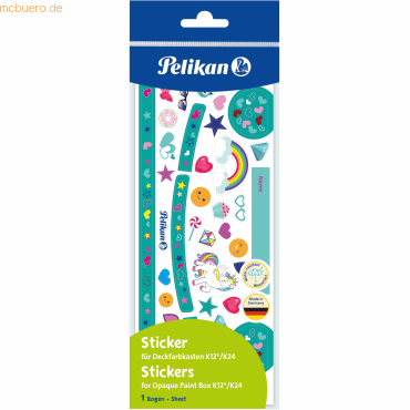 Pelikan Sticker Türkis/Herzen für Deckfarbkasten K12/K24 Rechteckig ei von Pelikan