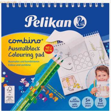 Pelikan Zeichenblock Combino 15x15cm mit Spirale 170 g/qm 15 Blatt von Pelikan