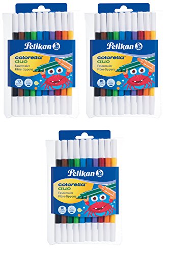 3er Pack Pelikan, 10 Fasermaler Colorella Duo von Pelikan