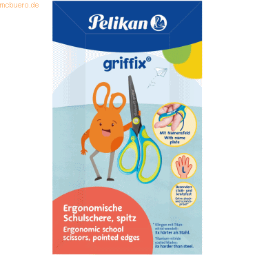 5 x Pelikan Schulschere griffix spitz Linkshänder Neon Fresh Blue 5 x Pelikan Schulschere griffix spitz Linkshänder Neon Fresh Blue von Pelikan