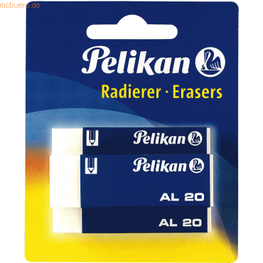 8 x Pelikan Radierer AL20 Kunststoff weiß Blister VE=3 Stück von Pelikan