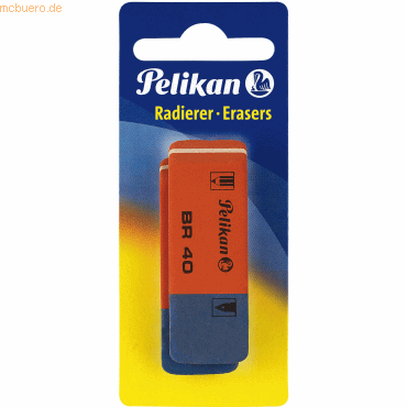 8 x Pelikan Radierer BR40 Kautschuk rot/blau VE=2 Stück von Pelikan