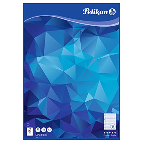 Pelikan 100045 Schulblock A4, 50 Blatt, Lineatur 27 (liniert), Schulschreibpapier, 90g/m², FSC Mix, weiß, 10 Stück von Pelikan