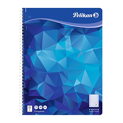 Pelikan 100076 Spiralblock A4, 80 Blatt, Lineatur 27 (liniert), Schulschreibpapier, 90g/m², FSC Mix, weiß von Pelikan