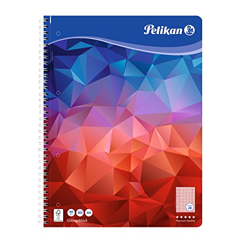 Pelikan 100083 Spiralblock A4, 80 Blatt, Lineatur 28 (kariert), Schulschreibpapier, 90g/m², FSC Mix, weiß von Pelikan