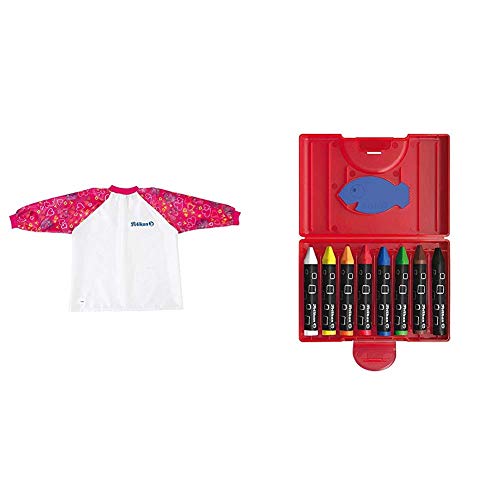 Pelikan 105353 - Malschürze Girl für Circa 6-9 Jahren mit Klettverschluss, rot & 722942 - Wachsmalstifte 665/8d dreieckig, wasserfest Pelikan 105353 - Malschürze Girl für Circa 6-9 Jahren mit Klettverschluss, rot & 722942 - Wachsmalstifte 665/8d dreieckig, wasserfest von Pelikan