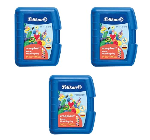 Pelikan 2056080 198/9R Modelliermassen Kinderknete Creaplast, 300g, rot (3er Pack blau) von Pelikan
